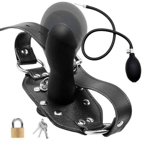 Knebel Aufpumpbar, Silikon Knebel Sex Sm Groß Penisknebel Für Bondage, Knebel Mund Dildo Schwarz Knebel Gag Inflatable Penis Mundball Verstellbarer Fetisch Sexspielzeug Mundknebel Für Frauen