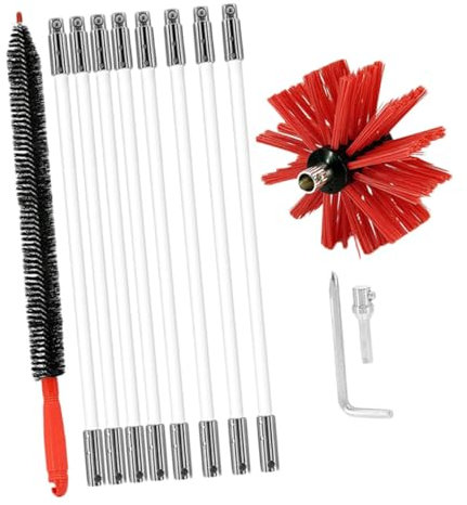Alipis 1 Jeu ramonage cheminée balayette cheminée curage canalisation Débistrage cheminée Débistrage Conduit Balai Nettoyage feu Whisky Accessoires Nettoyeur Brosse de cheminée Nylon