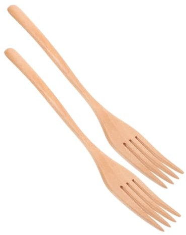 TOPPERFUN 2pezzi Forchette Legno Per Stirring e Insalate Spaghetti e Frutta Multifunzione Naturale Per e