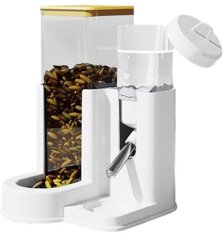 Qkbuza Dispensador de agua para hámster de polipropileno, para hámster, bebedero y comida, botella con soporte, dispensador automático de agua para animales pequeños, dispensador de agua para conejos