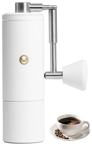 Timemore C5 PRO Handkaffeemühle - 42mm Edelstahl-Mahlwerk, 48 verstellbare Stufen, Handkaffeemühle mit Klappgriff, Vollmetall, tragbar für Zuhause, Büro & Outdoor, 30g Fassungsvermögen, Weiß
