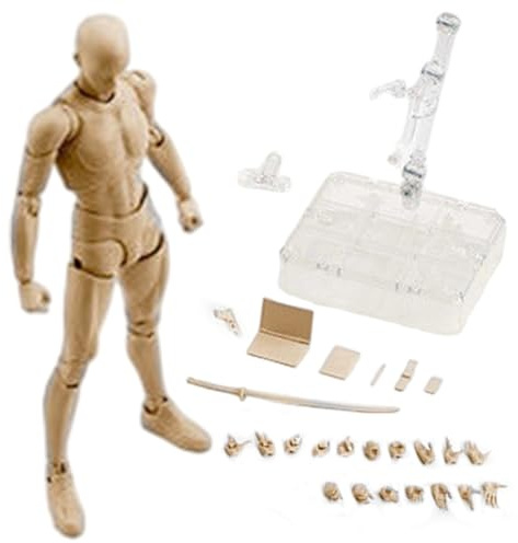 Odoukey Figura de acción poseable, Cuerpo en Blanco de PVC de Color de Piel con Accesorios, Modelo de Dibujo Coleccionable DIY para Artistas Que pintan bocetos