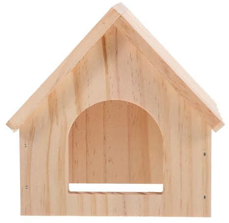 QUMIIRITY Maison en Bois Naturel pour Hamster et Cobayes – Cachette et Plateforme D’Alimentation Multifonction, Petite Maison Refuge pour Petits Rongeurs, Habitat Sécurisé et Confortable,