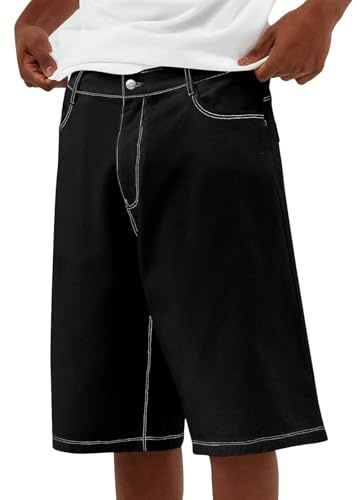 Pantalones Cortos Vaqueros Hombre - Pantalones Cortos para Hombre Verano Leisure Holgado Sólido Mezclilla Ligero Transpirable con Bolsillo Short Bermudas