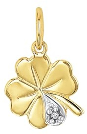 Amor Motivanhänger Damen Anhänger, mit Diamant, Bicolor, Kleeblatt, Kommt in Schmuck Geschenk Box,