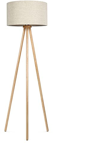 tomons Stehlampe Wohnzimmer, Led Stehlampe Holz, Leselampe Lampenschirm Stehlampe Vintage für das Schlafzimmer und andere Zimmer, Skandinavischer Stil Stehleuchte, 148 cm Höhe