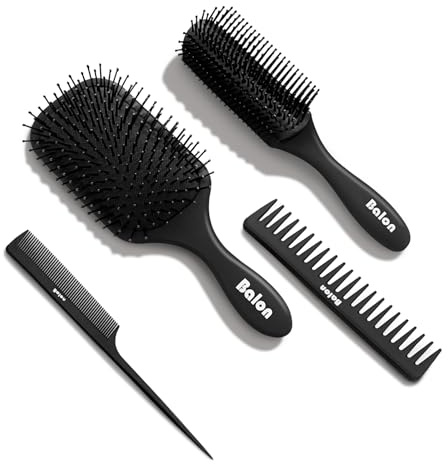 Balon Hair Brush for Women and Men, 4Pcs Paddle Brush Detangling Brush Hair Comb Set for Long Thick Thin Curly Hair, Hairbrush Great On Wet or Dry, No More Tangle