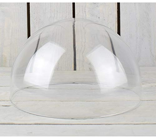 EMH Handmade Mouth Blown Clear Circular Glass Display Cloche Bell Jar Dome 16.5 cm x 27 cm