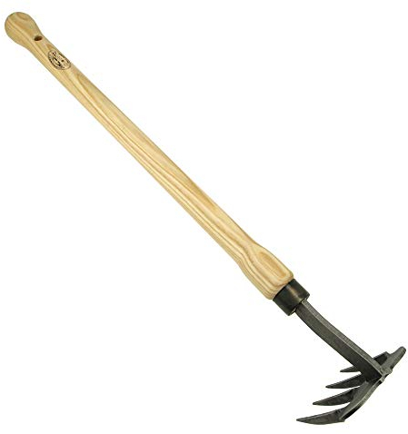DeWit Garten-Klaue 55,5 cm I Profi Grubber aus geschmiedetem Borstahl mit 4 gedrehten, konischen Zinken I Premium Garten-Zubehör zum Boden auflockern I Handharke I Garden Tools – Made in Holland