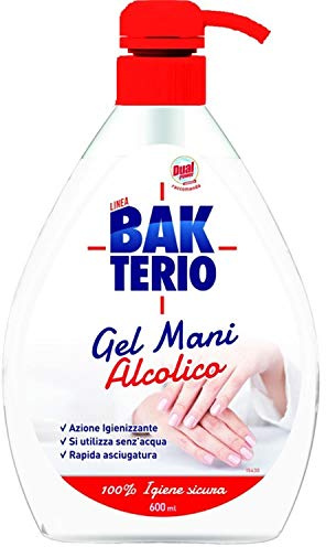 Bakterio Gel Mani Detergente Alcolico, con il 77% di Alcol - 600 ml