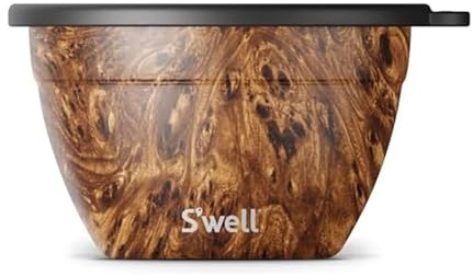 S'well Salad Bowl Kit, Teakwood. Salad Lunch Box with Compartments, Removable Tray and Dressing Pot