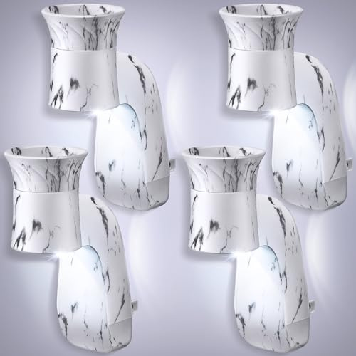 Hohean 4 Pcs Wall Fragrance Plug with Night Light Compatible with Bath & Body Works WallFlower Refills, ETL Certified, Scent Fragrance Diffuser Rotary Plug for Home, Office (White)