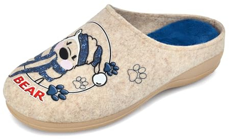 JOMIX Pantofole Donna Invernali Ciabatte Peluche Calde con Disegno Orso Pantofole Casa Ergonomiche Estraibile in Feltro Comode per Anziani e Signora Ideali per Inverno e Regalo MD2412 Blu 38