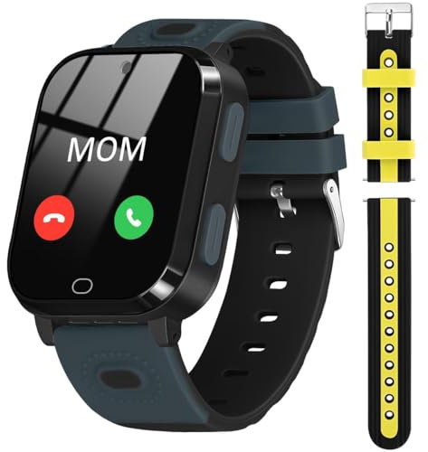 Noctiluxia Smartwatch Kinder mit GPS, 4G Kids Smart Watch Telefon, Wasserdicht, Kinderuhr SOS Anruf, Videoanruf, Echtzeit Chat, Kamera, Schrittzähler, Wecker, für 4-12 Jungen und Mädchen (Schwarz)