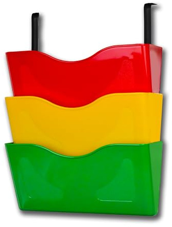 Deflecto 3 x A4 LS Wall Pocket Lit File with Hanging Bracket - Red Yellow Green
