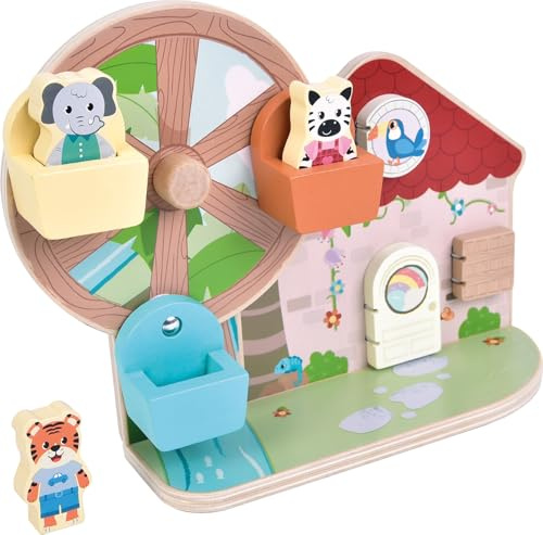 Small Foot Juguete de motricidad Noria Jungle Friends, FSC® 100%, con Figuras de Animales, Desde 12 Meses, 12764