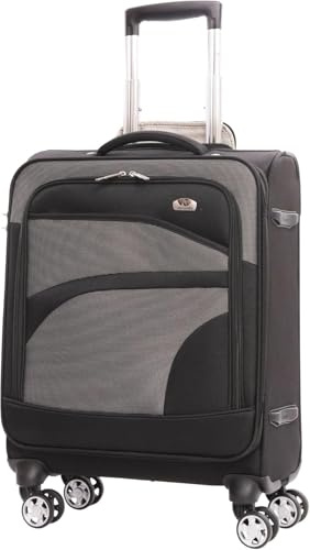 Aerolite Expandable 55x40x20cm to 55x40x23cm Ryanair Priority Max Super Lightweight Carry On Hand Cabin Luggage Suitcase, 4 Wheels, Approved for Jet2 British Airways (Black/Grey, Cabin Expander)