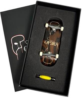 LEEFAI Tastiera professionale completa da 34 x 96 mm, deck in legno d'acero con truck incisi, ruote in uretano, configurazione premontata, logo Op3ra inciso (logo grande)