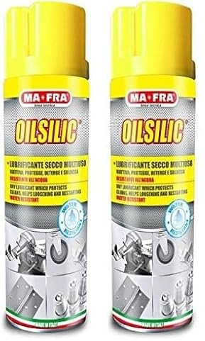Ma-Fra, Oil Silic, Lubricante Multiusos a Base de Silicona, Elimina Chirridos y Fricciones, Protege Circuitos Eléctricos, CREA una Barrera contra el Agua y los Agentes Atmosféricos, Formato 500 ml