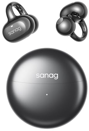SANAG S6SUltra Auricolari Open Ear, Cuffie Clip on, Comfort e Vestibilità Stabile, Bluetooth 6.0, Bassi Profondi, IP67, 42H di Autonomia, Chiamate AI, App Personalizzata, Ideali per Sport e Lavoro