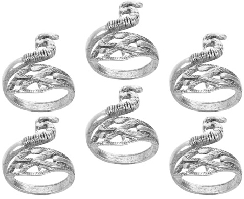 FONDOTIN Anelli per Maglieria Professionali Regolabili in Metallo, Set da 6 Pezzi Design Vintage a Forma di Pavone, Accessori Leggeri per Uncinetto e Decorazione delle Dita, per Lavori