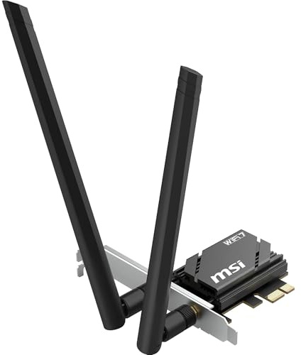 MSI Herald BE6500 Carte PCIe WiFi 7 tri-Bande pour Ordinateur de Bureau, Bluetooth 5.4, MLO, sécurité WPA3