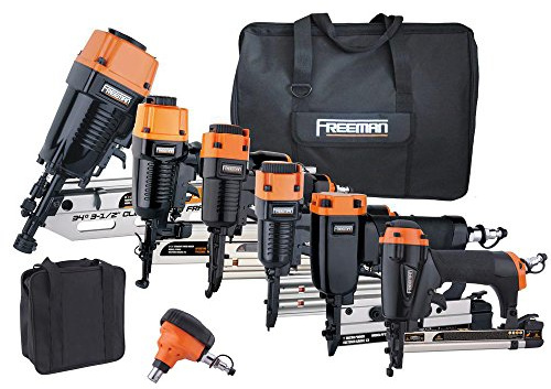 Freeman P9PCK Complete Pneumatic Framing and Finishing Nailer and Stapler Kit with Bags and Fasteners (9-Piece)