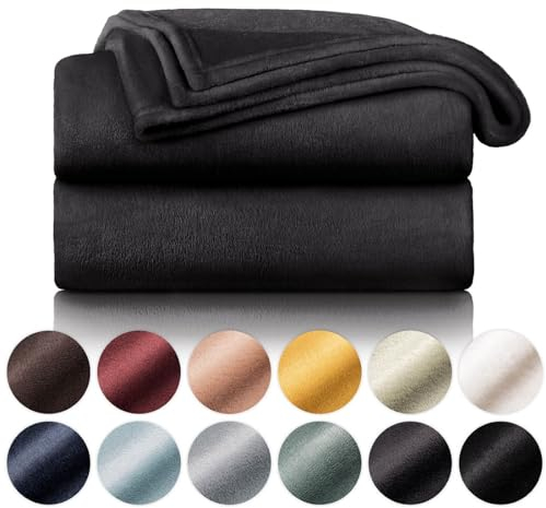 Blumtal Fleecedecke 270x230 cm - Oeko-TEX zertifizierte Kuscheldecke - Wohndecke 270x230 cm - Decke Couch als Wohn- & Kuscheldecke - Flauschdecke - Decke Wohnzimmer/Fliesdecken - Decke Anthrazit