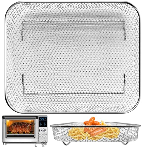 Air Fryer Basket Replacement for Nuwave Bravo XL Air Fryer Toaster Convection Oven, 12 * 10'' Non-Stick Mesh Air Fryer Stainless Steel Basket Wire Rack Accessories Parts, Dishwasher Safe