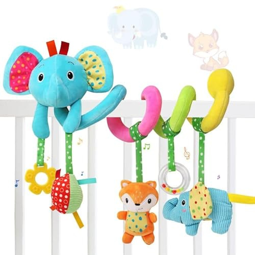 Ballery Juguetes Colgantes para Bebé Espiral, Juguetes Bebes 0 3 6 12 Meses, Juguete para Cochecito de bebé, Espiral Actividades Colgar Juguetes para niños niñas Regalos-Elefante