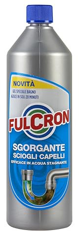 FULCRON Sgorgante Sciogli Capelli, Disotturante in Gel per Rimuovere Ingorghi, Agisce in 20 Minuti, Efficace in Acqua Stagnante, 1L