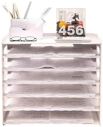 Baverta Extra Large A3 Paper Shelves for Office and School White Desk Files Shelves Desk Letter Tray Magazine File Holder 2026