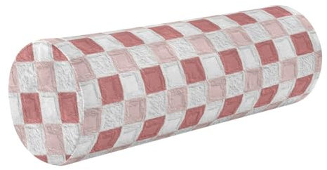 Amooorous Nackenrolle, Öl auf Leinwand, Rot und Weiß, Karomuster, Spa, Nackenrolle, Kissen zur Schmerzlinderung, rundes Kissen, Stuhlkissen, kleines Zylinderkissen, Stützkissen für Beine