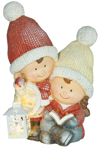HOMCOM figura decorativa natalizia, elfo natalizio con libro e lanterna, figura natalizia da 45 cm con luce LED, figura decorativa per Natale, per uso interno ed esterno