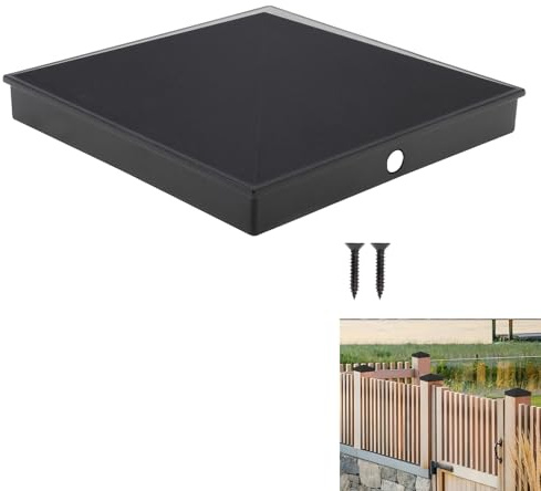PNXKTXO - Tappi per pali da recinzione, 10 x 10 cm, in alluminio, finitura opaca, superficie verniciata a polvere, per pali in legno o terrazze, colore: nero