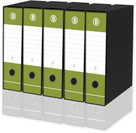 LogLogicaShop DOX Faldoni Portadocumenti Ufficio con Custodia, Raccoglitore ad Anelli A4, Dorso 8, Formato Commerciale, 32 cm Altezza, Classificatori Dossier Archivio Fatture e Documenti, 5 Pz (Lime)