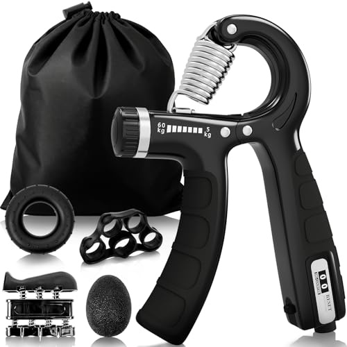 U-VKK Hand Grip, Antebrazos Fortalecer, Fortalecedor de Agarre con Resistencia Ajustable 5-60kg, Fortalecedores de Mano para Entrenar El Agarre, Dedos, La MuñEca (Azul oscuro)