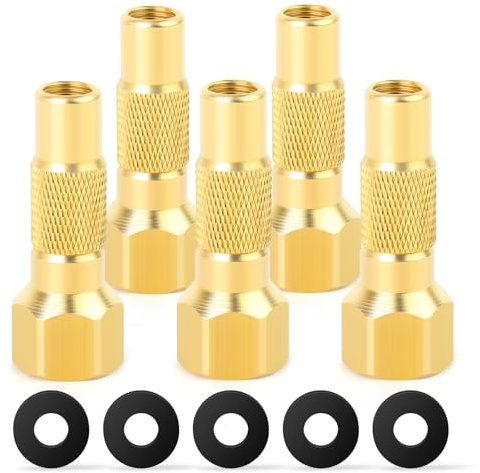 MEANLIN MEASURE Däckventil, 1/4 tum FBSP kraftig skruvbar mässing däckventil för däckpump mätare kompressortillbehör twist-on-ventiler (5-pack)