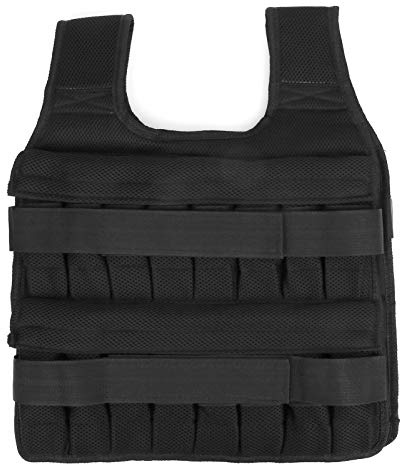 ANKROYU Chaleco con saco de con peso ajustable, 35 kg, chaleco deportivo de malla para entrenamiento de fuerza resistente para hombres y mujeres, entrenamiento para correr, negro,