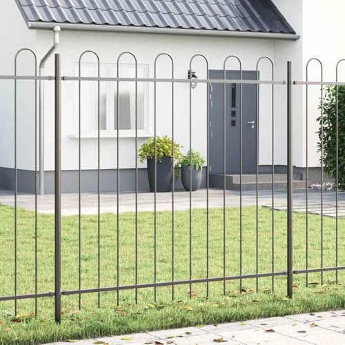 QJBSAVVA Recinzione da giardino grigio, 15,3 x 2 m, in acciaio verniciato a polvere, design industriale, robusta protezione da giardino per terrazza e giardino anteriore