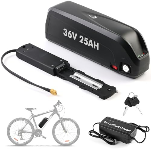 36V 25Ah E‑Cykel Batteri Med 3A Laddare, Med 5‑Polig Fotplatta För 250W‑750W Motor, Hailong G80 E‑Cykel Underrör Litiumjonbatteri