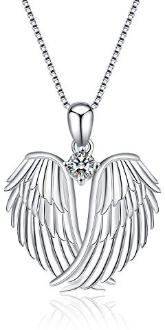 Guardian Angel Wings Halskette Sterling Silber Anh?nger mit Sparkle Cubic Zirconia Schmuck f¨¹r Frauen M?dchen Geburtstag Geschenk Birhstone April