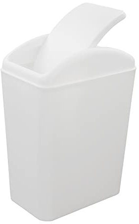 Xowine 4.2 Gallon Plastic Swing Lid Trash Can, Small Garbage Can with Swing Top Lid, White
