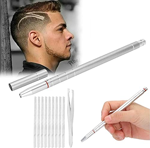 Stift zum Gravieren von Haaren, professionelles Set mit Haargravur, aus Edelstahl, Augenbrauentrimmer für Gesichtspflege (Silber)