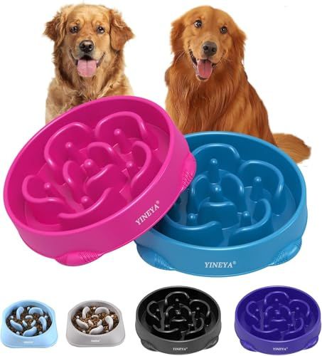 YINEYA 4 Cups Slow Feeder Dog Bowls Large Breed Anti-Choking Healthy Eating
