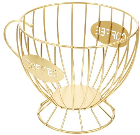 RORPOIR Porta Caffè e Porta Capsule in Ferro Color Oro Organizer Per Capsule Di Caffè Design a Forma Di Tazza Per Cucina e Ufficio e Bar Contenitore Cialde Resistente e Spazio Ampio