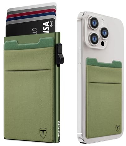 TOYFID Kreditkarteninhaber mit Münzfach, RFID-Schutz Pop-Up Wallet, Herren-Geldbörse, Mini-Geldbörse, Minimalist und Geldbörse auf der Rückseite des Handys