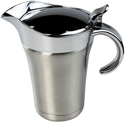 304 Stainless Steel Gravy Boat, Double Wall Insulated Thermal Jug with Lid, Sauce Jug Thermal Gravy Jug for Gravy/Custard/Cream/Sauce(750ml)