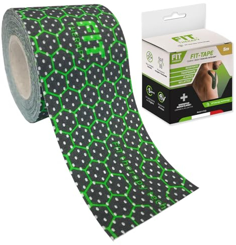 FIT Therapy – Tape Kinesiologico Professionale per Sport e Recupero Muscolare – Kinesio Tape Antidolorifico e Antinfiammatorio – NON SCALDA, Impermeabile, Senza Farmaci, Dura 5 giorni (5 Metri)