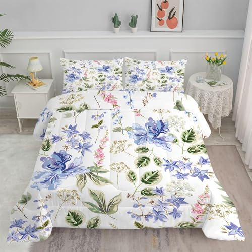 Linfye Bettdecke 155x220 4 Jahreszeiten Blumen Steppdecke 155x220 Vierjahreszeiten Schlafdecke Ganzjahresdecke, Bettdecke Ohne Bezug Bettdecken Wende Waschbar Antiallergisch BC18